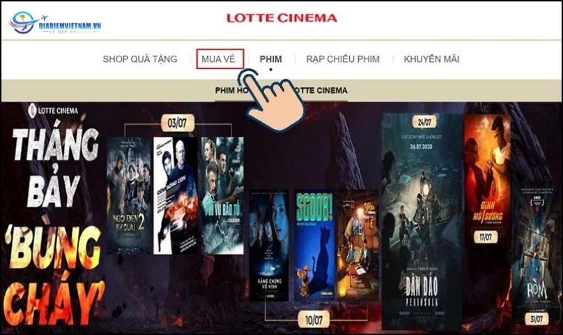 cách xem lịch chiếu phim tại rạp Lottle Cinema