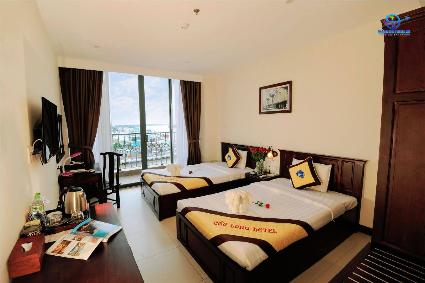 Phòng nghỉ 2 giường tại Cửu Long Hotel Tiền Giang